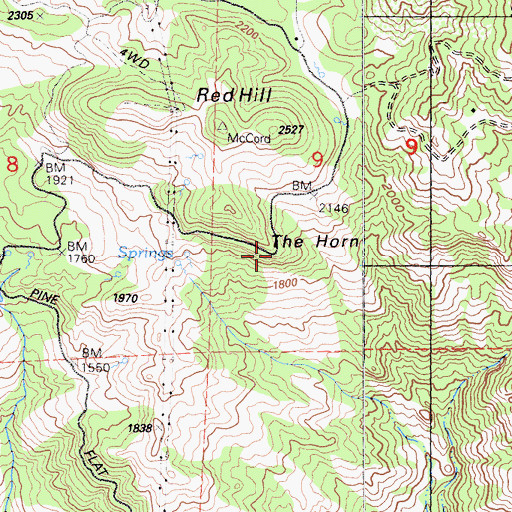 Topographic Map of The Horn, CA