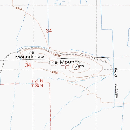 Topographic Map of The Mounds, CA