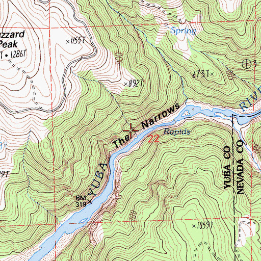 Topographic Map of The Narrows, CA