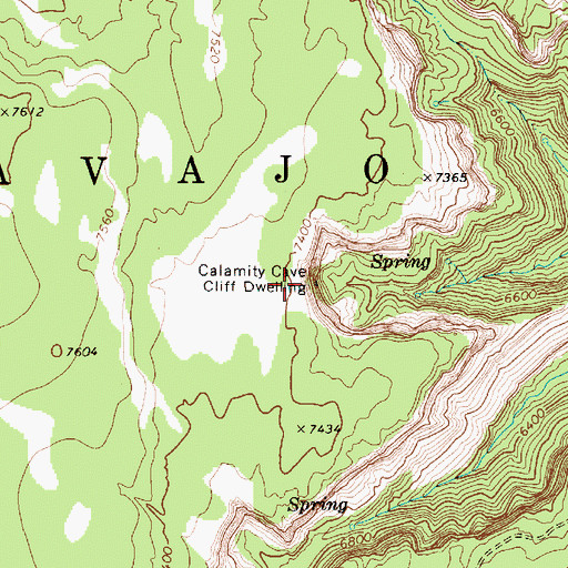 Topographic Map of Calamity Cave Cliff Dwelling, AZ
