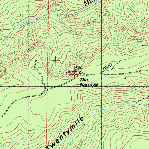 Topographic Map of The Narrows, CA
