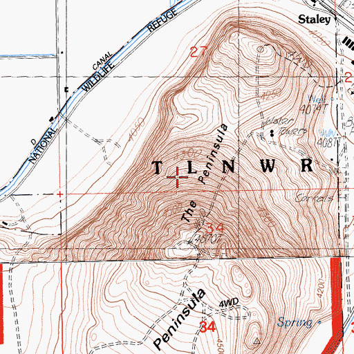 Topographic Map of The Peninsula, CA