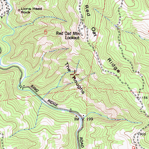 Topographic Map of The Roughs, CA