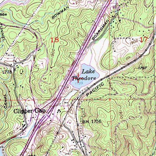 Topographic Map of Lake Theodore, CA