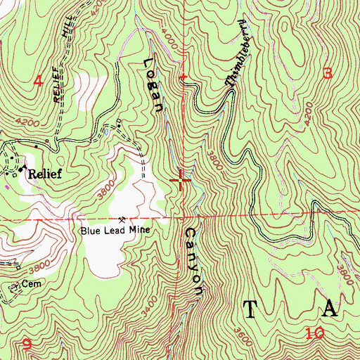 Topographic Map of Thimbleberry Creek, CA