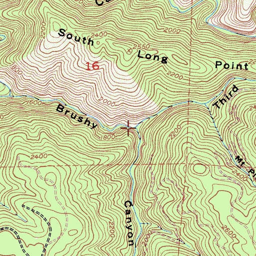 Topographic Map of Third Brushy Canyon, CA