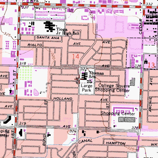 Topographic Map of Thomas Elementary School, CA