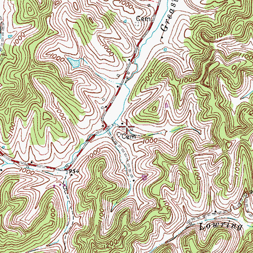 Topographic Map of Peiratt Cemetery, KY