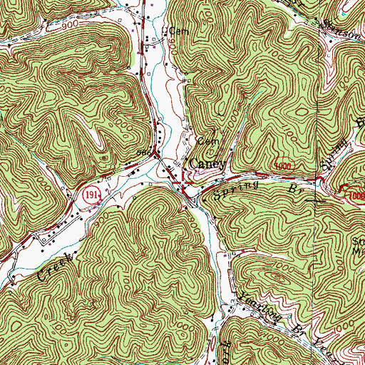 Topographic Map of Brushy Fork United Baptist Church, KY