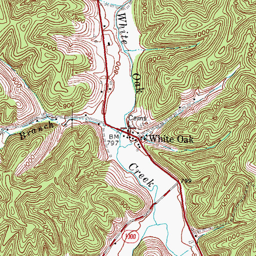 Topographic Map of Whte Oak Christian Church, KY