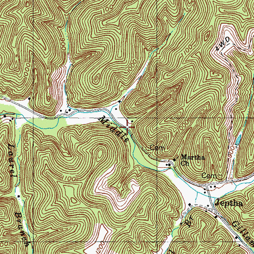 Topographic Map of Middle Fork (historical), KY