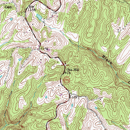 Topographic Map of Oak Hill (historical), KY