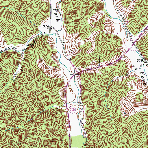 Topographic Map of Right Fork (historical), KY