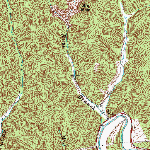 Topographic Map of Rush Branch (historical), KY