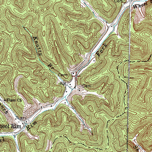 Topographic Map of Wheelrim Fork (historical), KY