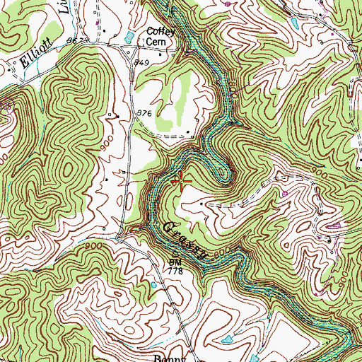 Topographic Map of Bonny Post Office (historical), KY