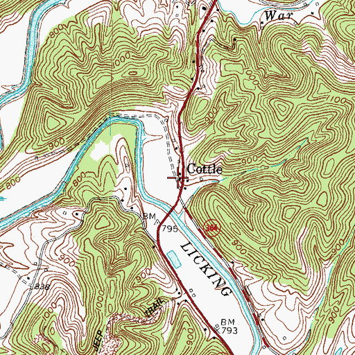 Topographic Map of Cattle Post Office (historical), KY