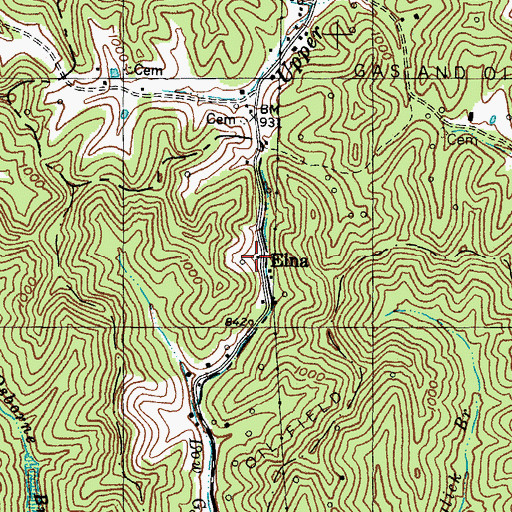 Topographic Map of Elna Post Office (historical), KY