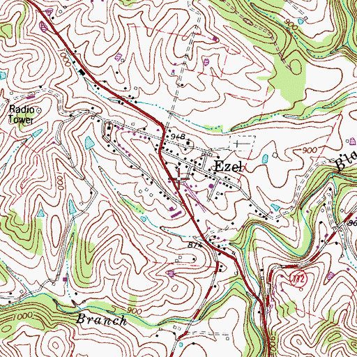 Topographic Map of Ezel Post Office, KY