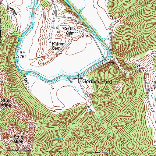 Topographic Map of Gordon Ford Post Office (historical), KY