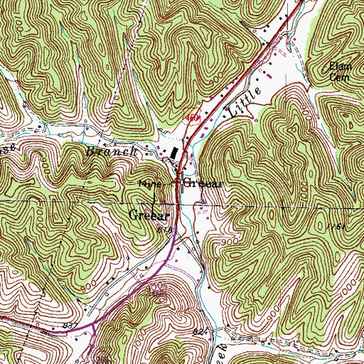 Topographic Map of Greear Post Office (historical), KY