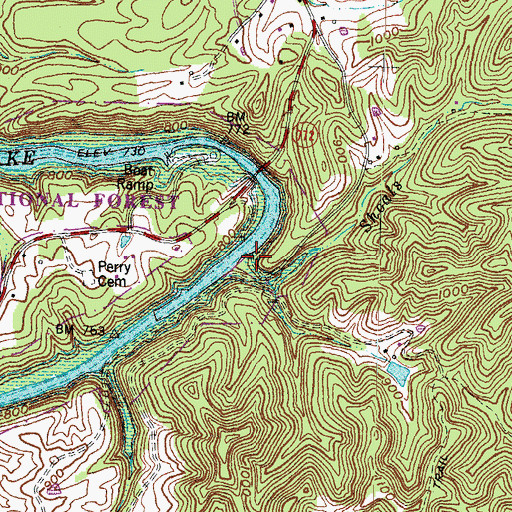 Topographic Map of Hamptons Mill Post Office (historical), KY