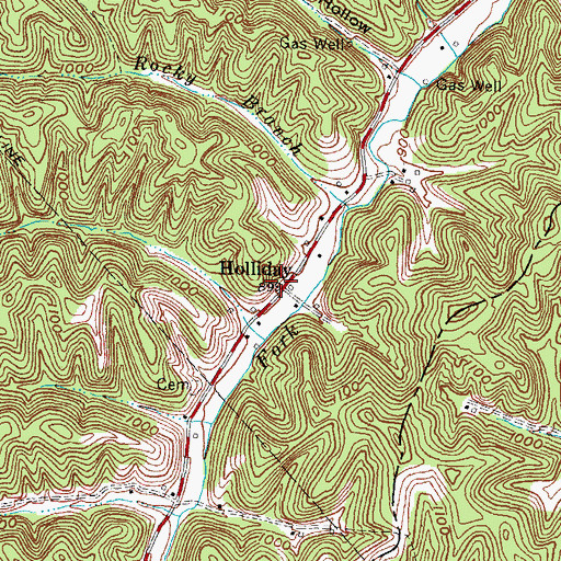 Topographic Map of Holliday Post Office (historical), KY