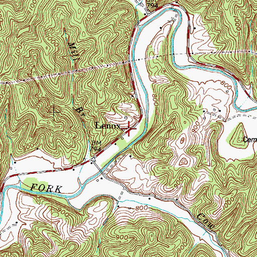 Topographic Map of Lennox Post Office (historical), KY