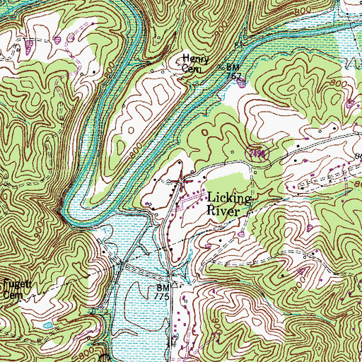 Topographic Map of Licking River Post Office (historical), KY