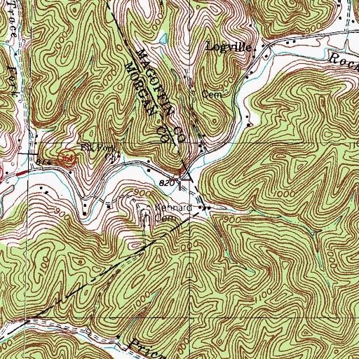 Topographic Map of Logville Post Office (historical), KY