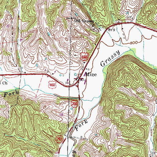 Topographic Map of Mize Post Office (historical), KY
