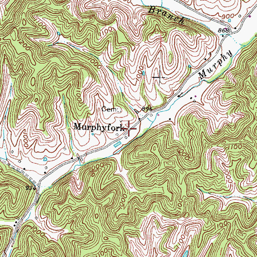 Topographic Map of Murphy Fork Post Office (historical), KY
