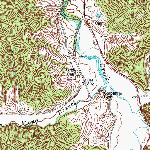Topographic Map of New Cummer Post Office (historical), KY