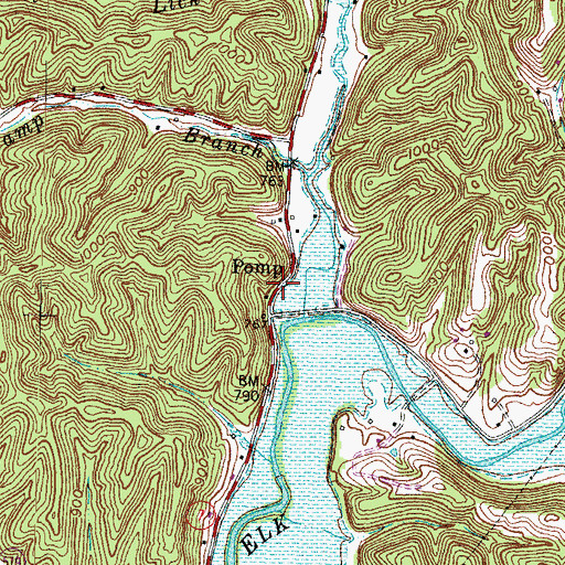 Topographic Map of Pomp Post Office (historical), KY