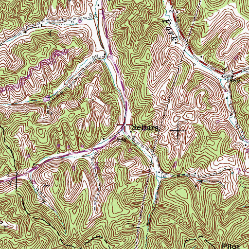 Topographic Map of Sellers Post Office (historical), KY