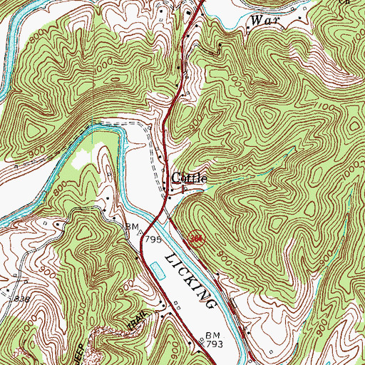 Topographic Map of White Oak Post Office (historical), KY