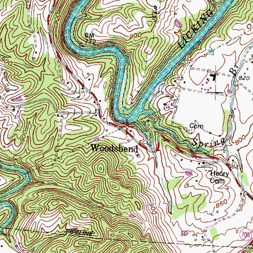 Topographic Map of Woodsbend Post Office (historical), KY