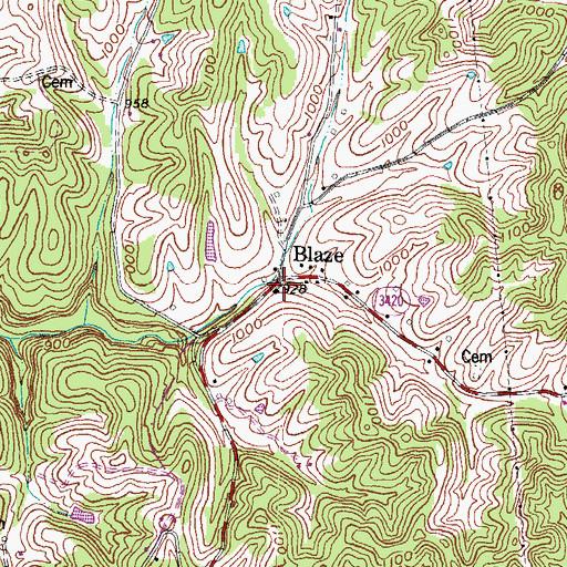Topographic Map of Yocum Post Office (historical), KY