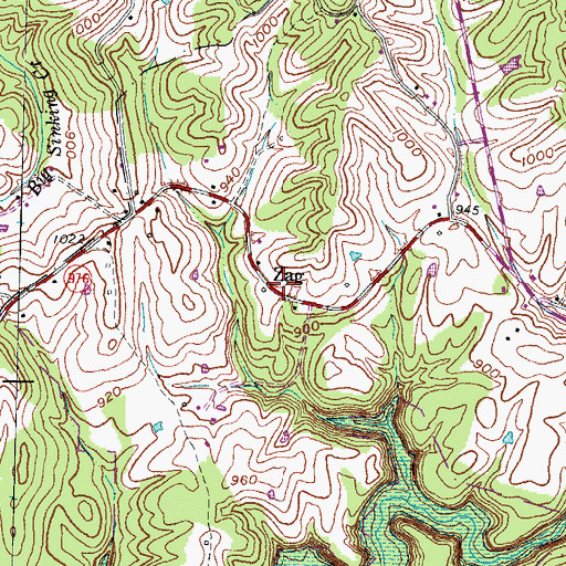 Topographic Map of Zag Post Office (historical), KY