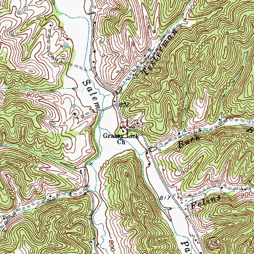 Topographic Map of Grassy Lick School (historical), KY