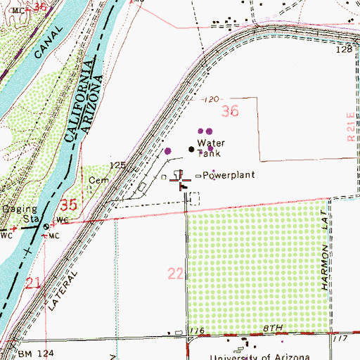 Topographic Map of Yucca Powerplant, AZ