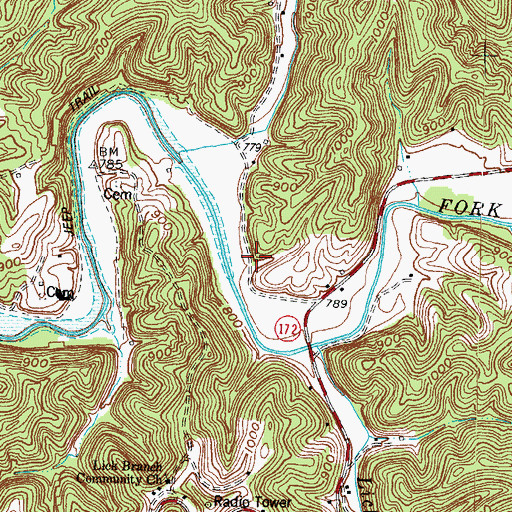 Topographic Map of Lick Branch School (historical), KY