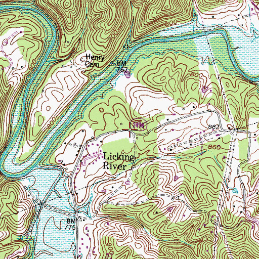 Topographic Map of Licking River School (historical), KY