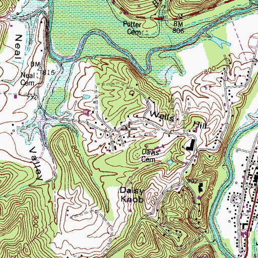 Topographic Map of Wells Hill School, KY