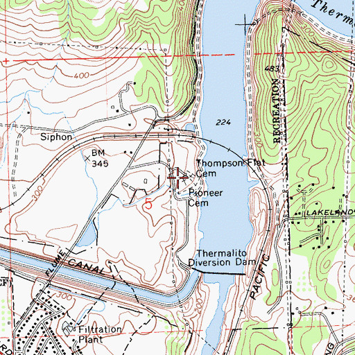 Topographic Map of Thompson Flat Cemetery, CA
