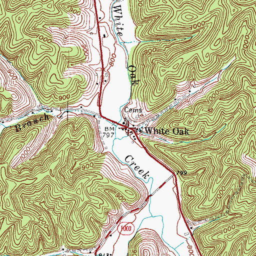 Topographic Map of White Oak School (historical), KY