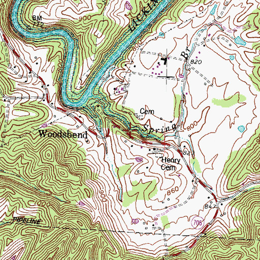 Topographic Map of Woodsbend School, KY