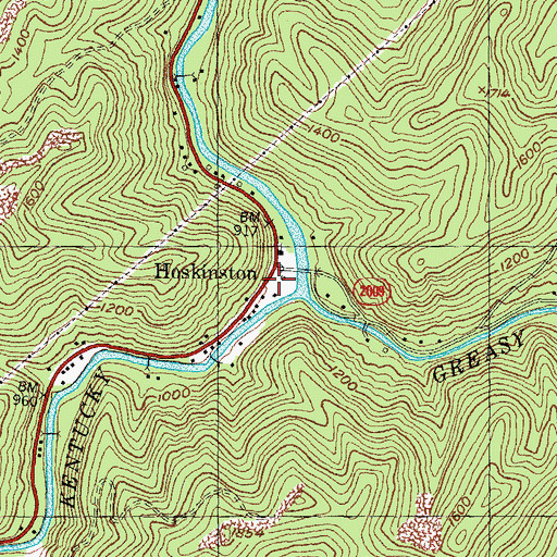 Topographic Map of Hoskinston Post Office, KY