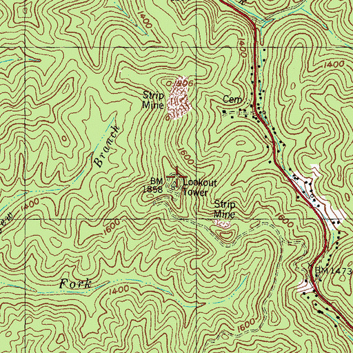 Topographic Map of Lucindas Knob, KY