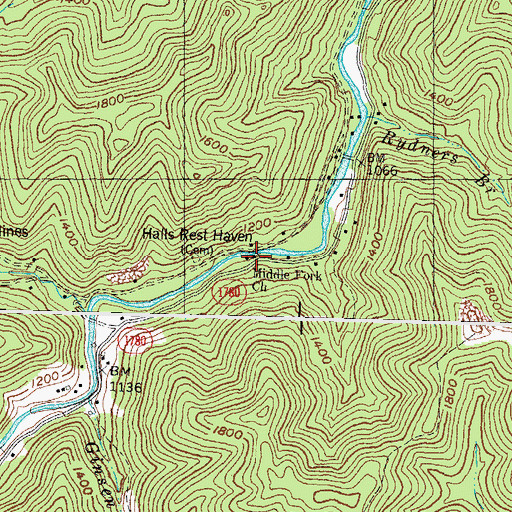 Topographic Map of Middle Fork Church, KY